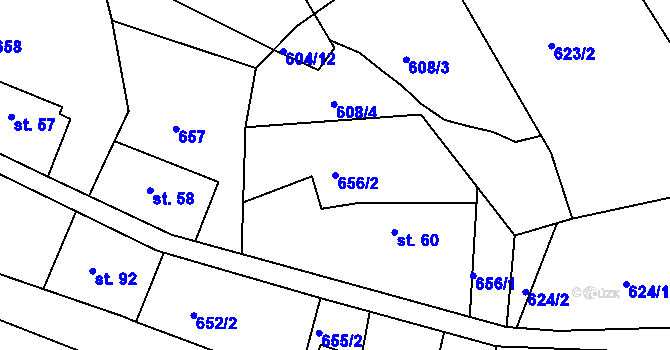 Parcela st. 656/2 v KÚ Lhota u Nečemic, Katastrální mapa