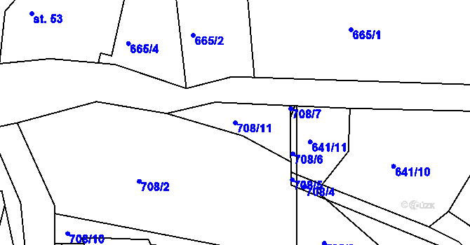 Parcela st. 708/11 v KÚ Lhota u Nečemic, Katastrální mapa