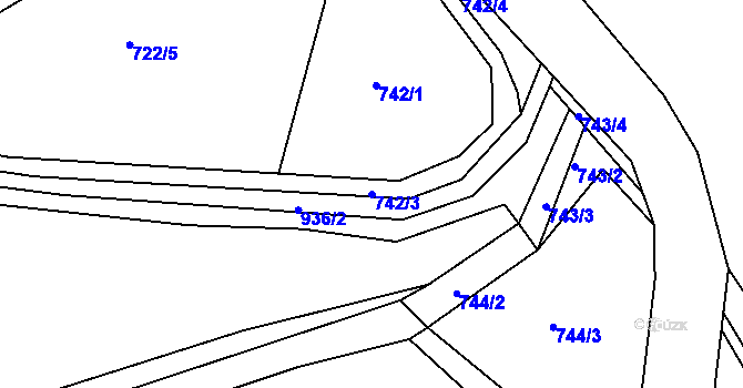 Parcela st. 742/3 v KÚ Lhota u Nečemic, Katastrální mapa