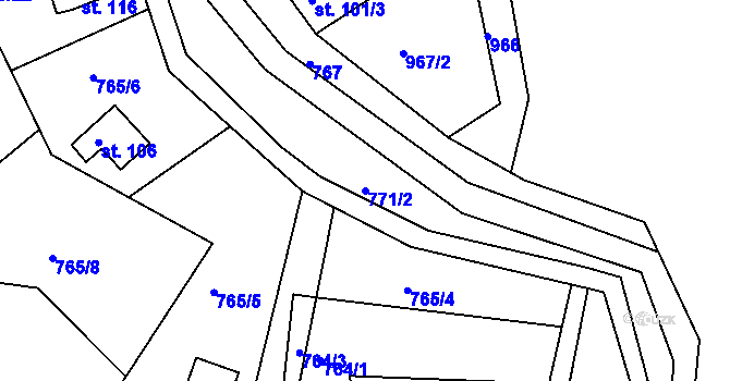 Parcela st. 771/2 v KÚ Lhota u Nečemic, Katastrální mapa