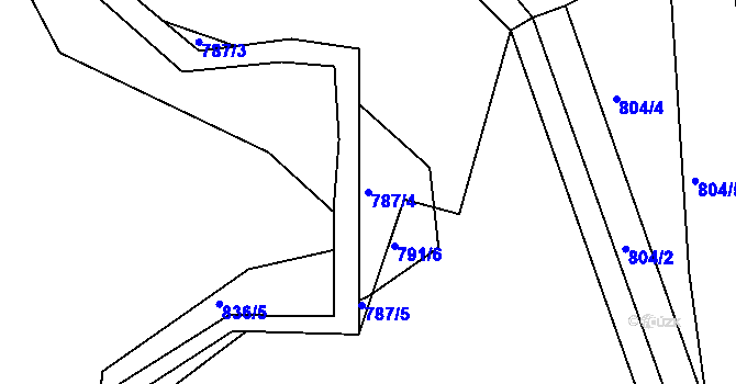 Parcela st. 787/4 v KÚ Lhota u Nečemic, Katastrální mapa