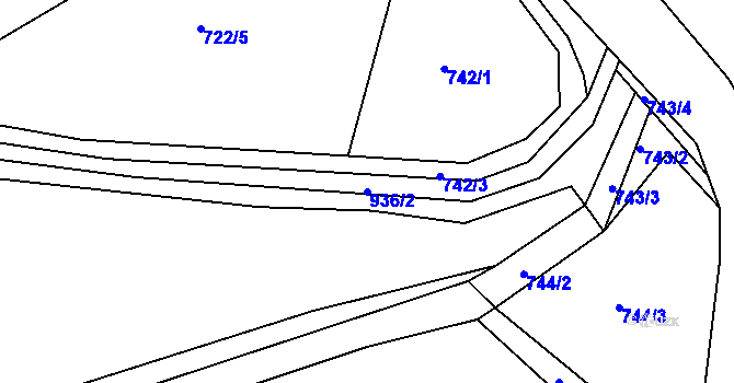 Parcela st. 936/2 v KÚ Lhota u Nečemic, Katastrální mapa