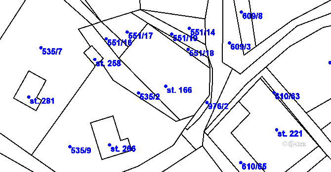 Parcela st. 166 v KÚ Nečemice, Katastrální mapa