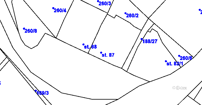 Parcela st. 87 v KÚ Chraberce, Katastrální mapa