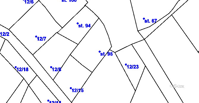 Parcela st. 95 v KÚ Chraberce, Katastrální mapa