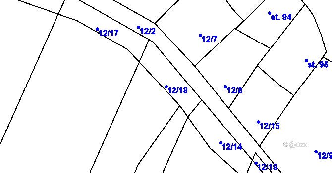 Parcela st. 12/18 v KÚ Chraberce, Katastrální mapa