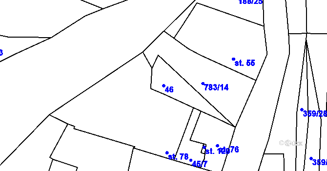 Parcela st. 46 v KÚ Chraberce, Katastrální mapa