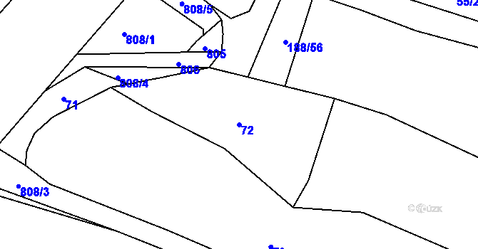 Parcela st. 72 v KÚ Chraberce, Katastrální mapa