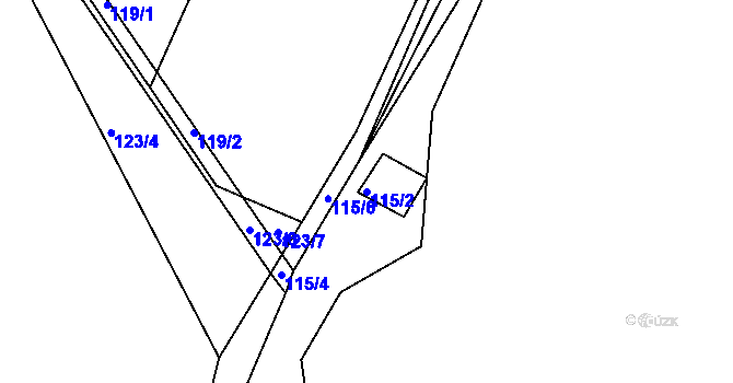 Parcela st. 115/2 v KÚ Chraberce, Katastrální mapa