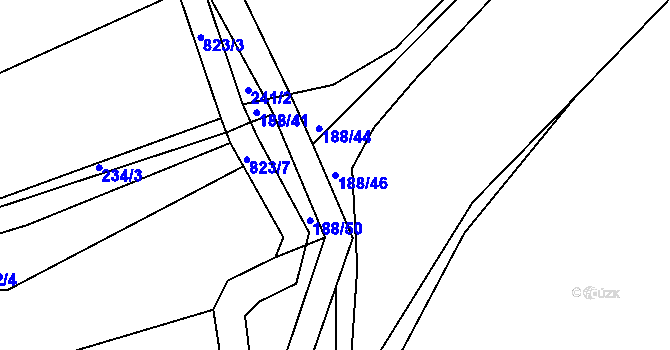 Parcela st. 188/46 v KÚ Chraberce, Katastrální mapa