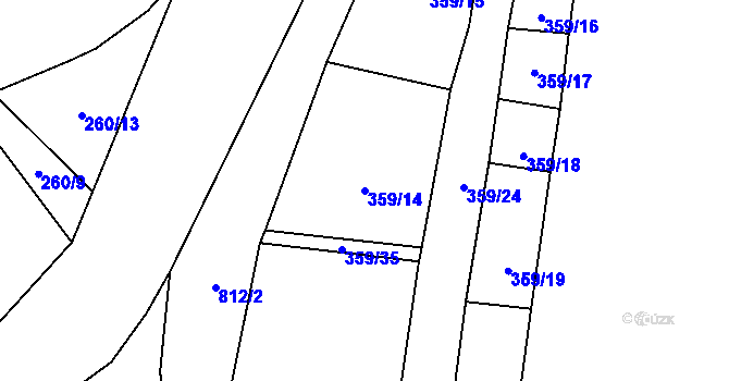 Parcela st. 359/14 v KÚ Chraberce, Katastrální mapa