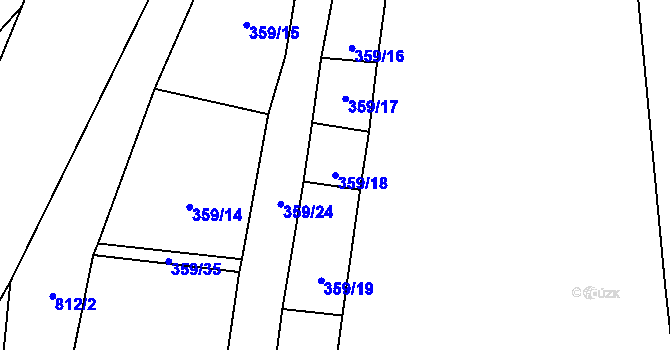 Parcela st. 359/18 v KÚ Chraberce, Katastrální mapa