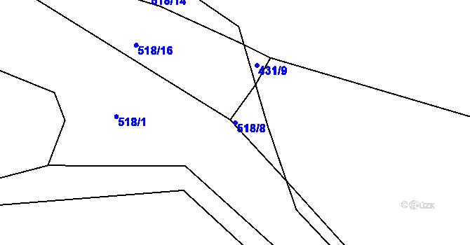 Parcela st. 518/8 v KÚ Chraberce, Katastrální mapa