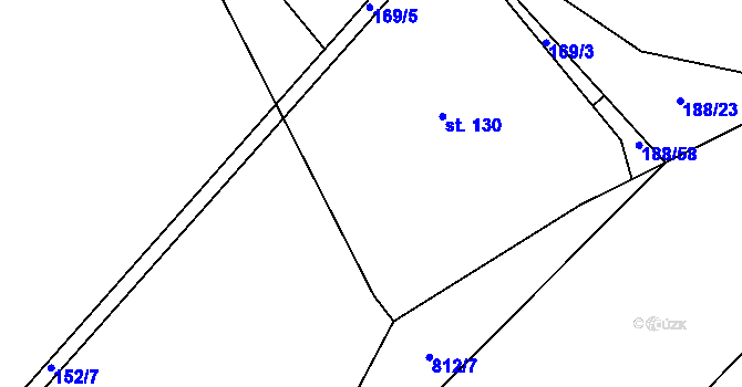 Parcela st. 169/4 v KÚ Chraberce, Katastrální mapa