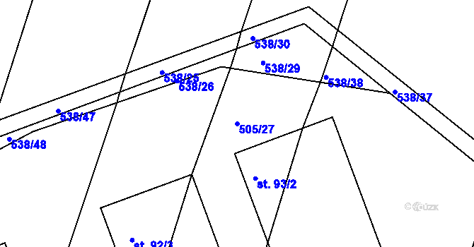 Parcela st. 505/27 v KÚ Nečichy, Katastrální mapa