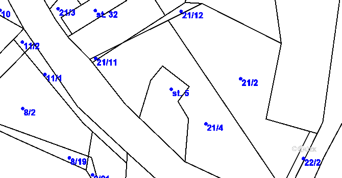 Parcela st. 5 v KÚ Lipiny, Katastrální mapa