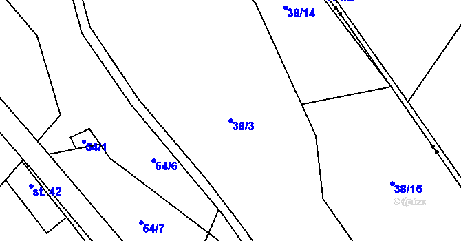 Parcela st. 38/3 v KÚ Lipiny, Katastrální mapa