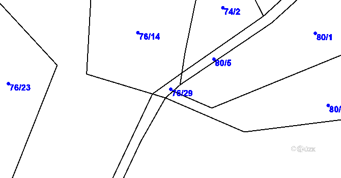 Parcela st. 76/29 v KÚ Lipiny, Katastrální mapa