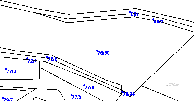 Parcela st. 76/30 v KÚ Lipiny, Katastrální mapa