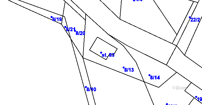 Parcela st. 83 v KÚ Lipiny, Katastrální mapa