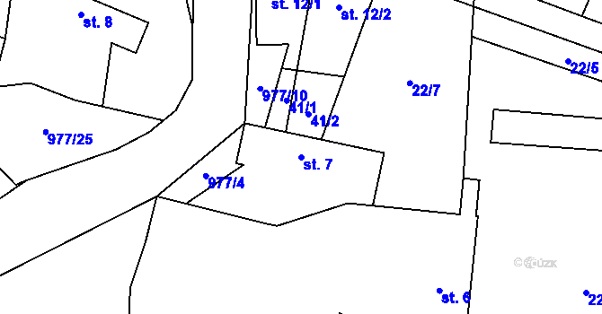 Parcela st. 7 v KÚ Nečín, Katastrální mapa