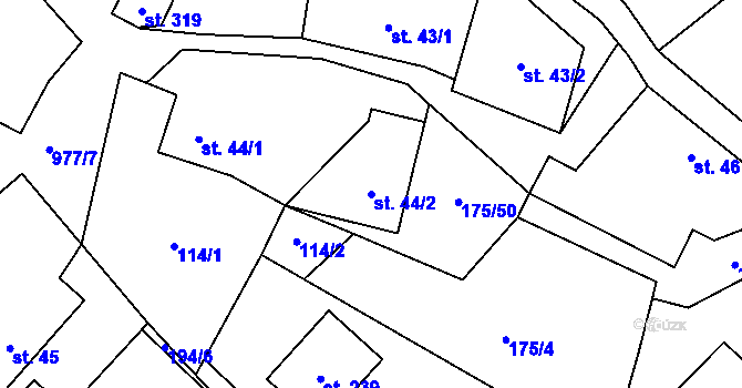 Parcela st. 44/2 v KÚ Nečín, Katastrální mapa