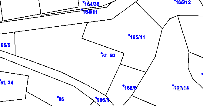 Parcela st. 60 v KÚ Nečín, Katastrální mapa