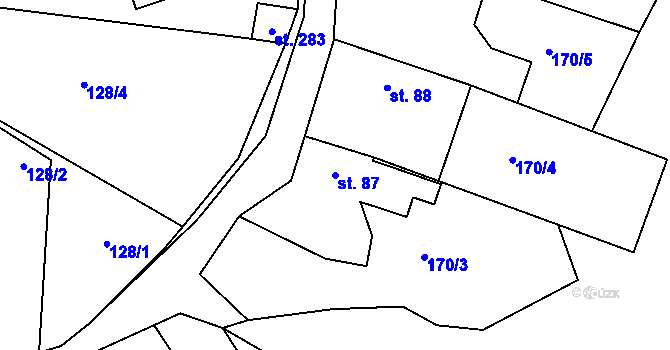 Parcela st. 87 v KÚ Nečín, Katastrální mapa