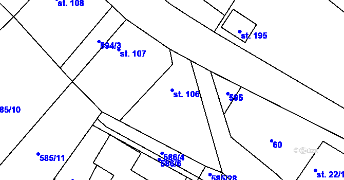 Parcela st. 106 v KÚ Nečín, Katastrální mapa