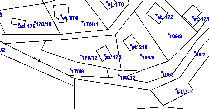 Parcela st. 173 v KÚ Nečín, Katastrální mapa