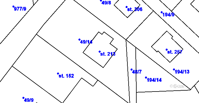Parcela st. 213 v KÚ Nečín, Katastrální mapa