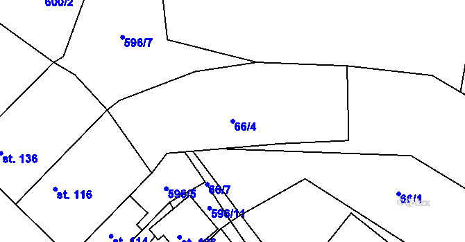Parcela st. 66/4 v KÚ Nečín, Katastrální mapa