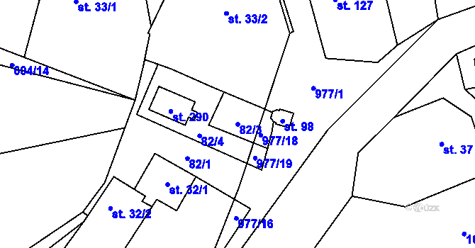 Parcela st. 82/3 v KÚ Nečín, Katastrální mapa