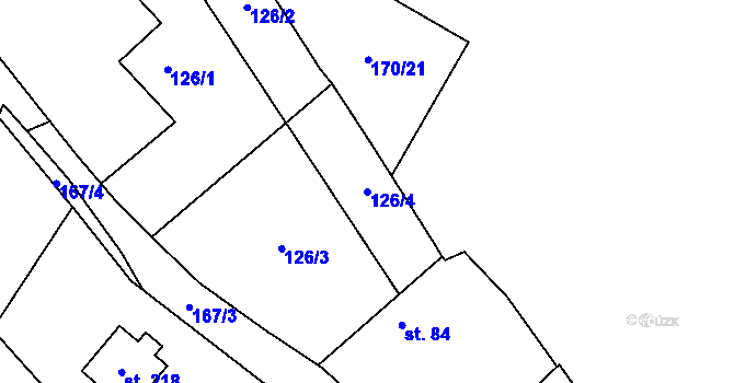 Parcela st. 126/4 v KÚ Nečín, Katastrální mapa