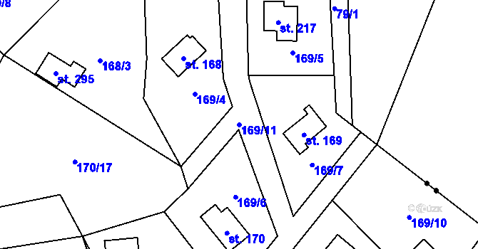 Parcela st. 169/11 v KÚ Nečín, Katastrální mapa
