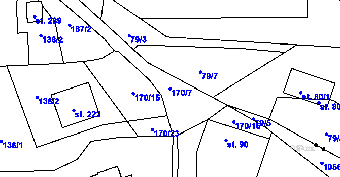 Parcela st. 170/7 v KÚ Nečín, Katastrální mapa