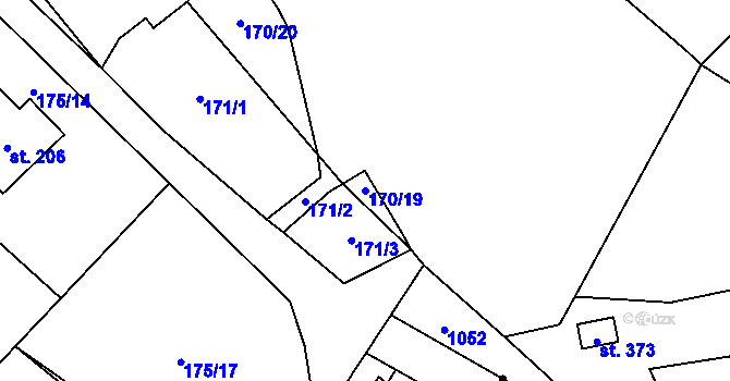 Parcela st. 170/19 v KÚ Nečín, Katastrální mapa