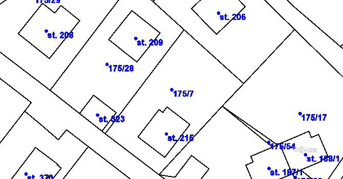 Parcela st. 175/7 v KÚ Nečín, Katastrální mapa