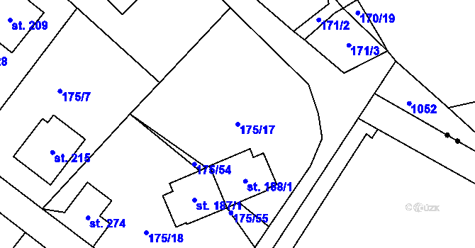 Parcela st. 175/17 v KÚ Nečín, Katastrální mapa