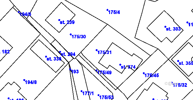 Parcela st. 175/31 v KÚ Nečín, Katastrální mapa