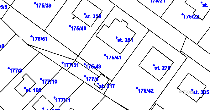 Parcela st. 175/41 v KÚ Nečín, Katastrální mapa