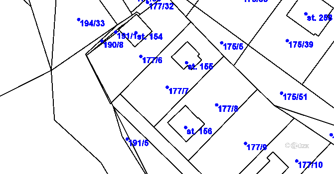 Parcela st. 177/7 v KÚ Nečín, Katastrální mapa
