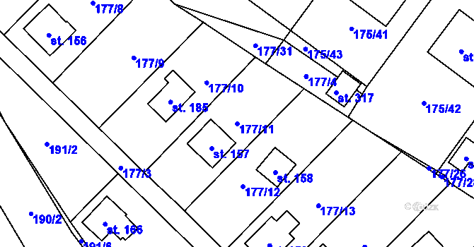 Parcela st. 177/11 v KÚ Nečín, Katastrální mapa