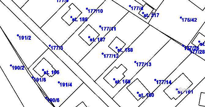 Parcela st. 177/12 v KÚ Nečín, Katastrální mapa