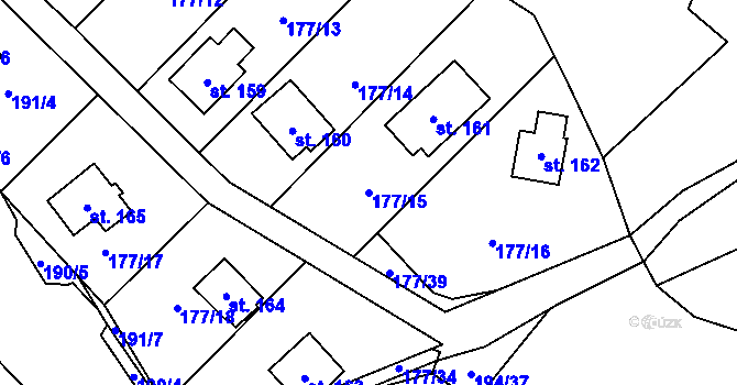 Parcela st. 177/15 v KÚ Nečín, Katastrální mapa
