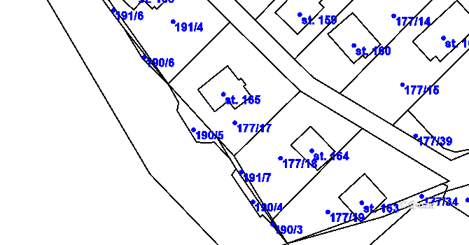 Parcela st. 177/17 v KÚ Nečín, Katastrální mapa