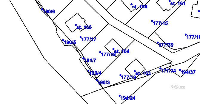 Parcela st. 177/18 v KÚ Nečín, Katastrální mapa