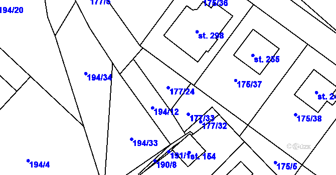 Parcela st. 177/24 v KÚ Nečín, Katastrální mapa