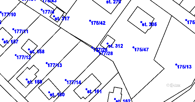 Parcela st. 177/28 v KÚ Nečín, Katastrální mapa
