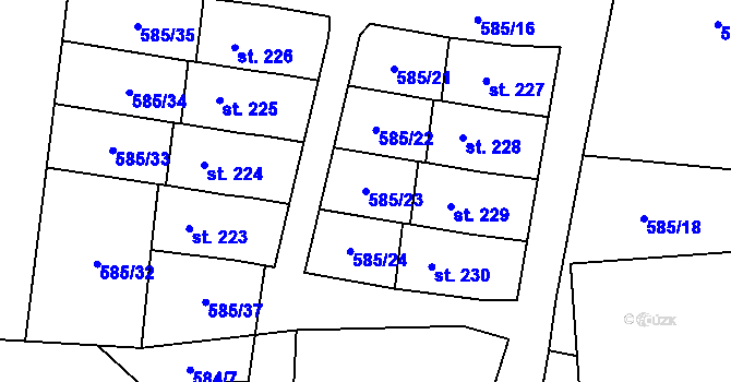 Parcela st. 585/23 v KÚ Nečín, Katastrální mapa